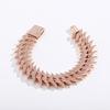20mm Thorn Box Buckle Cuban Chain Zircon Hip Hop Men's Trendy Bracelet, Real Gold Plated