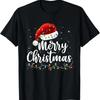 Sale Merry Christmas Lights Red Santa Hat Xmas Family T Shirt S 5xl
