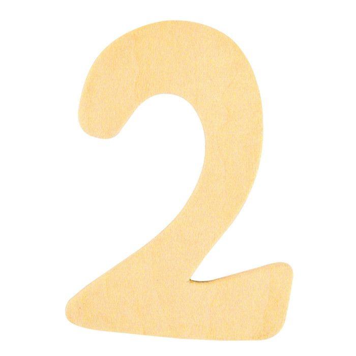 Chiffre en bois 6 cm Chiffre 2