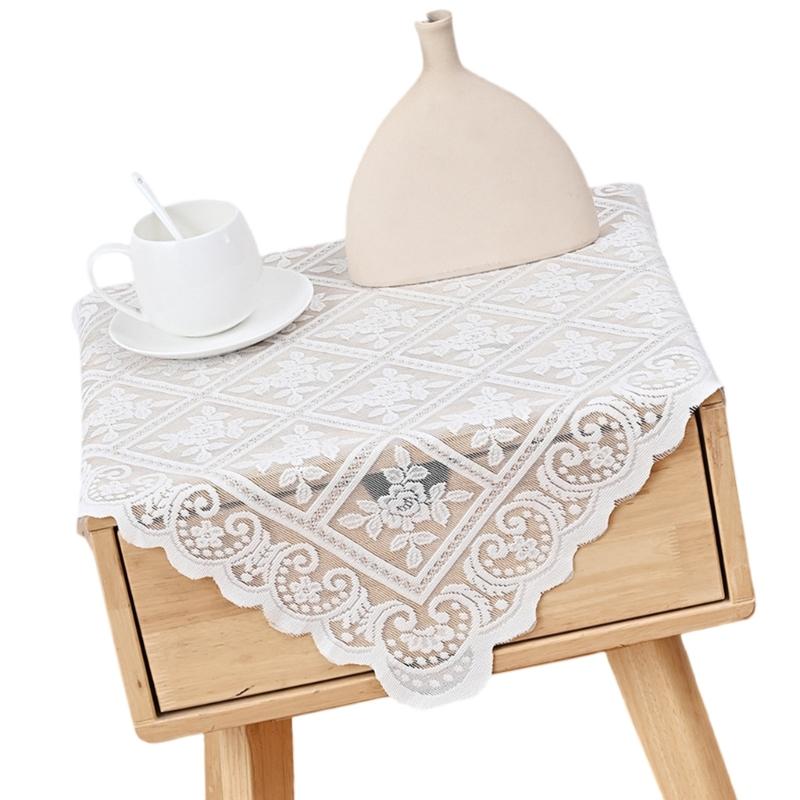 Luxurys Sheer Lace Tablecloth Stains Resistant Table Runner Easy cleaning Surfaces Perfect For Coffee Tables Bedside Cabinets