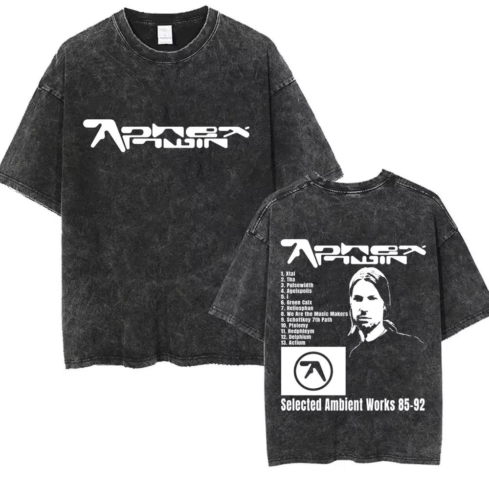 T-shirt Doppiamente Lavata Aphex-Vintage per Uomo e Donna, T-shirt Casual a Maniche Corte Taglia L, T-shirt Retro in Cotone di Alta Qualità