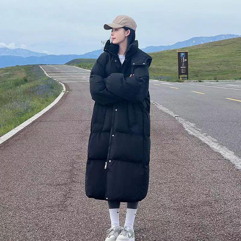 Down Jacket Women's Long Over-the-knee New Style Winter Loose Bread Coat Thickened Cotton Jacket