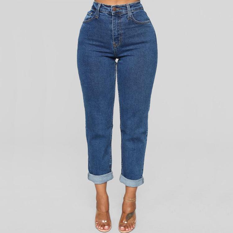 

High-Waisted Loose Cropped Women s Jeans - Trendy Style 2025 X-Large темно-синий