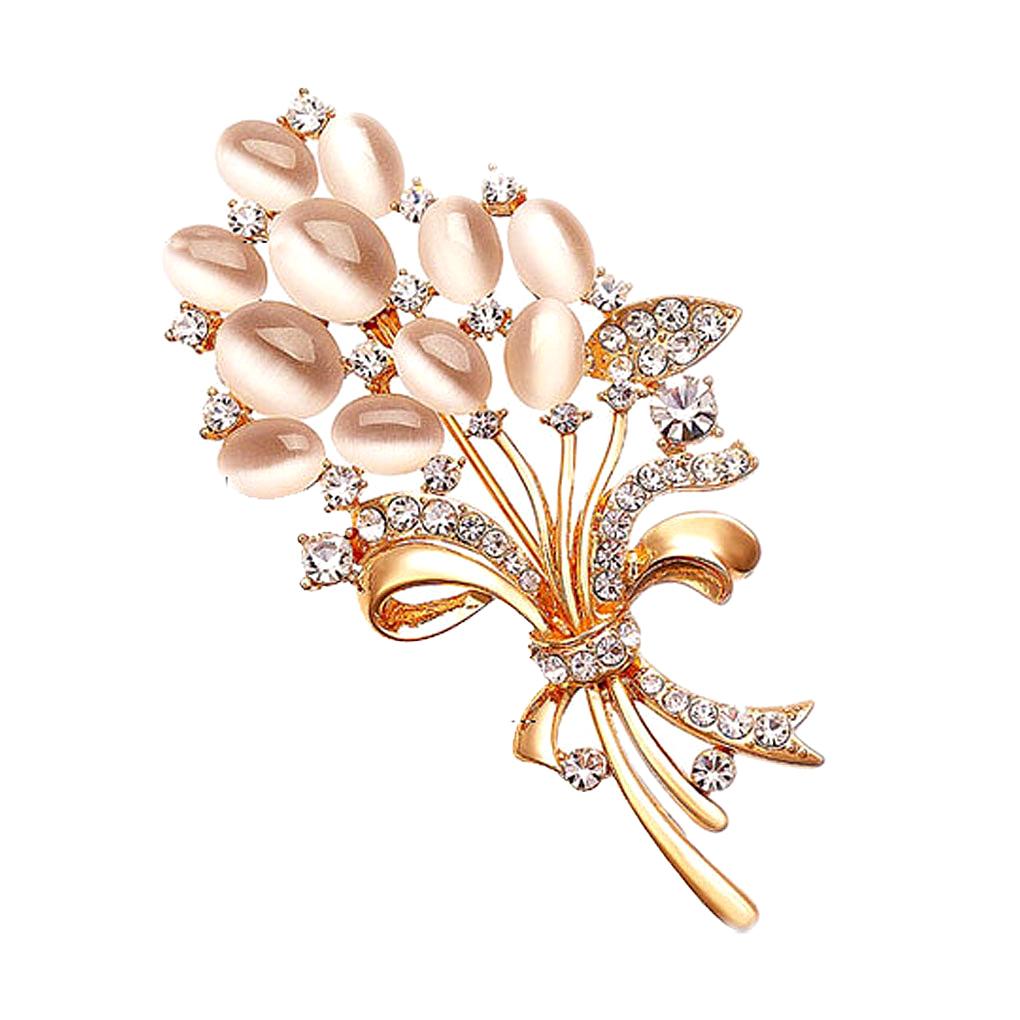 Women Brooch Rhinestone Breastpin Alloy Flower Shape Brooch Clothing Decoration Gift for Party Ceremony