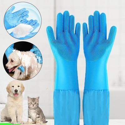 Tierpflege Reinigungshandschuhe Hund Katze Baden Shampoo Handschuh Tier Verlängerter Anti-Biss Weicher Silikonhandschuh Haarentfernungshandschuh