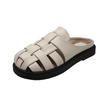 Women's Flat Bot Hollow Woven Sandals Open Toe Slip-On Summer Oes Korean Sle  Knot PU Material Rubber Sole