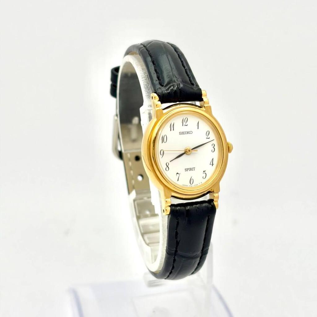Used [Good Condition/New Battery] SEIKO SPIRIT Women's Watch Gold Oval 1F21-5B50 440278 New Belt