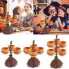 Charming Halloween Resin Pumpkin Cup And Broom Decorative Ornament Set For Festive Home Decor