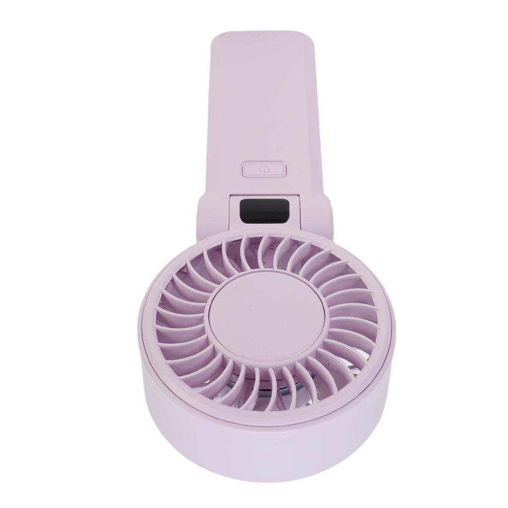 Ręczny wentylator składany 5-stopniowa regulacja cichy wyświetlacz cyfrowy przenośny osobisty wentylator ze smyczą