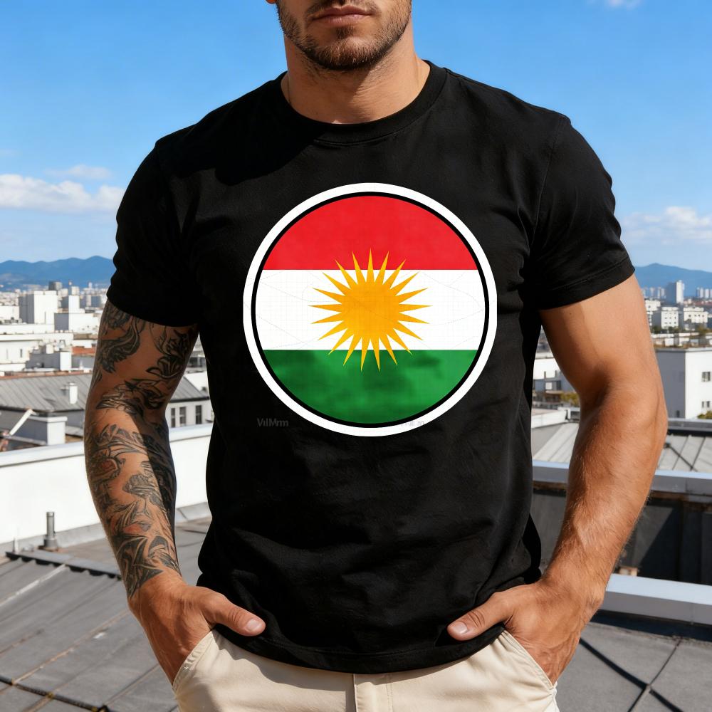 Kurdistan Flag Printed Unisex TShirt Contracted Design Graphic Tshirt Kurdish Men Women Daily Life Casual Cotton Short Sleeve