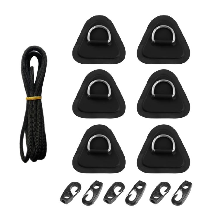 6Pcs D-Rings Patches PVC Stainless Deck Rigging Sets Inflatable Boat D-Rings Pad