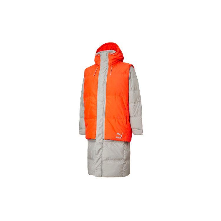 

Puma Layer Down Zippered Splicing Hooded Down Jacket Men Outerwear Lime 598317-84 XS
