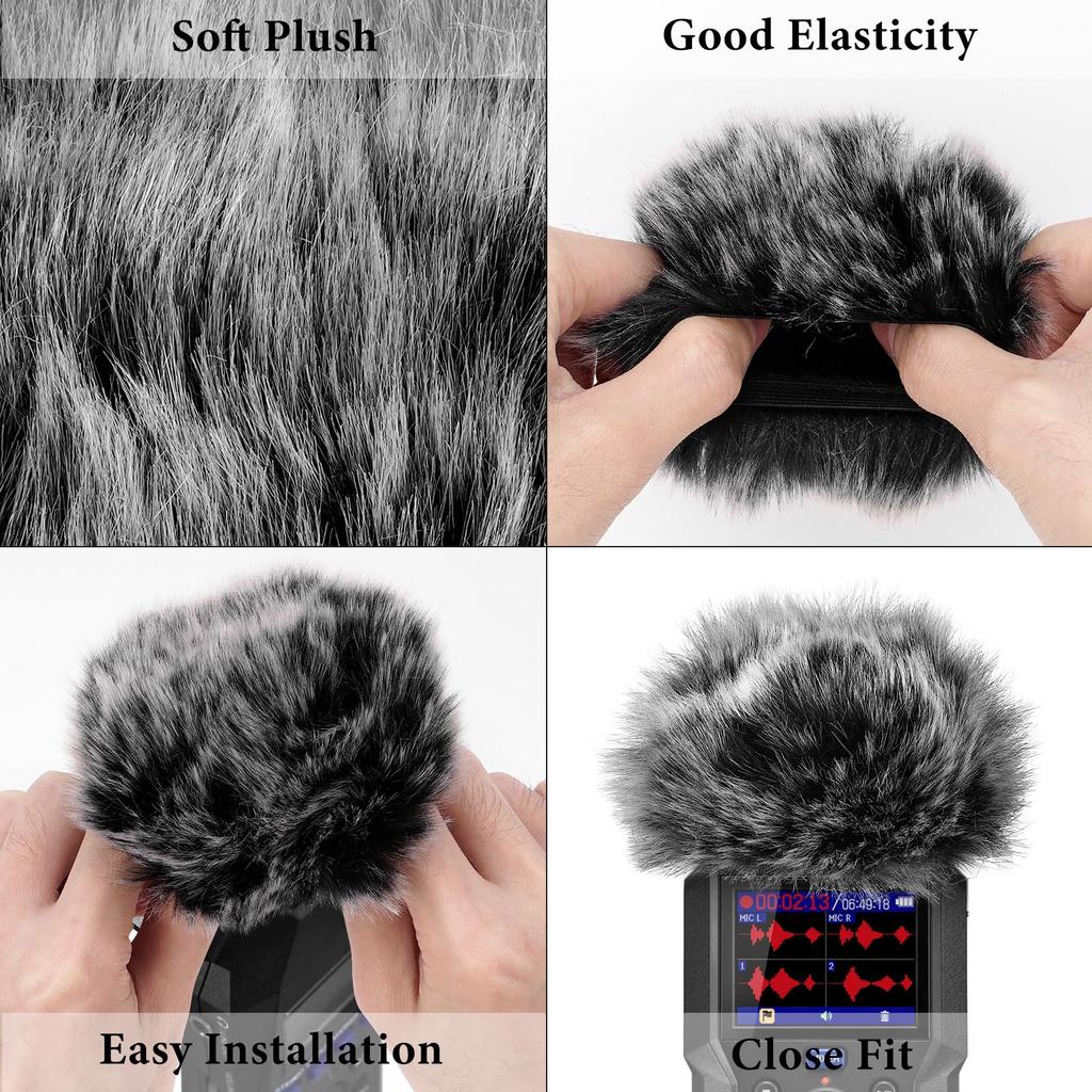 Geekria Fur Microphone Windscreen for Creators, Compatible with ZOOM H4 Essential, Deadcat Microphone Windmuff, Microphone Windscreen, Windjammer,