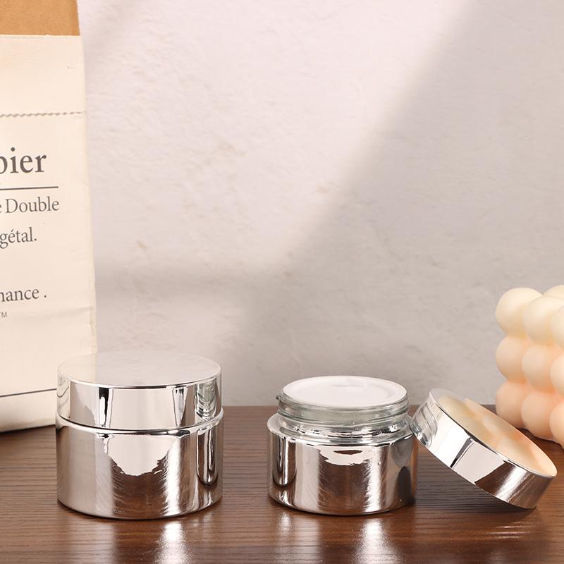 Cosmetic Jar 5-50G Face Cream Glass Bottle Silver Cream Jar Cosmetic Container Empty Nail Glue Jar Travel Makeup Container