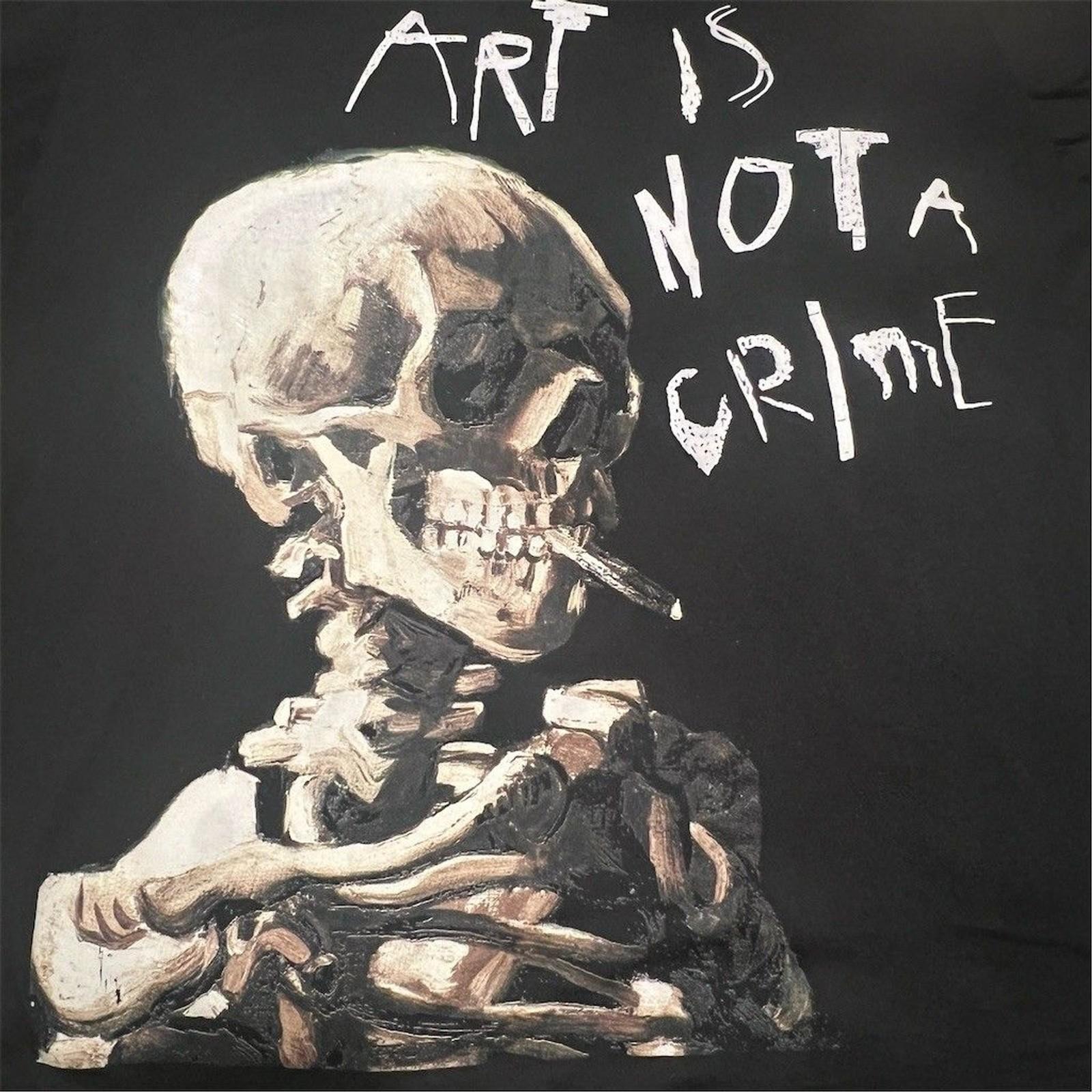 Fresh Laundry T-Shirt Men s 2XL Black Art Is Not a Crime Skull Graphic M