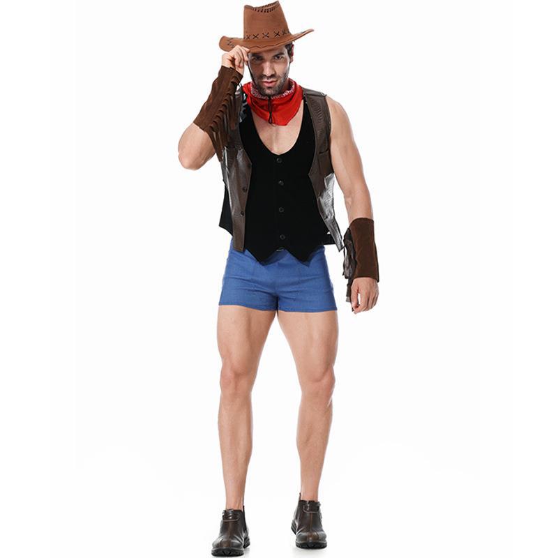 New Halloween Western Cowboy Men's Adult Bar Party Cosplay Costume