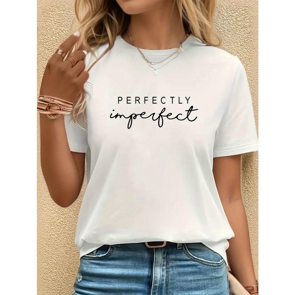 Womens Fashion Casual PERFECTLY Letter Print Short Sleeve TShirt Summer Short Sleeved Harajuku Oversized T Shirt