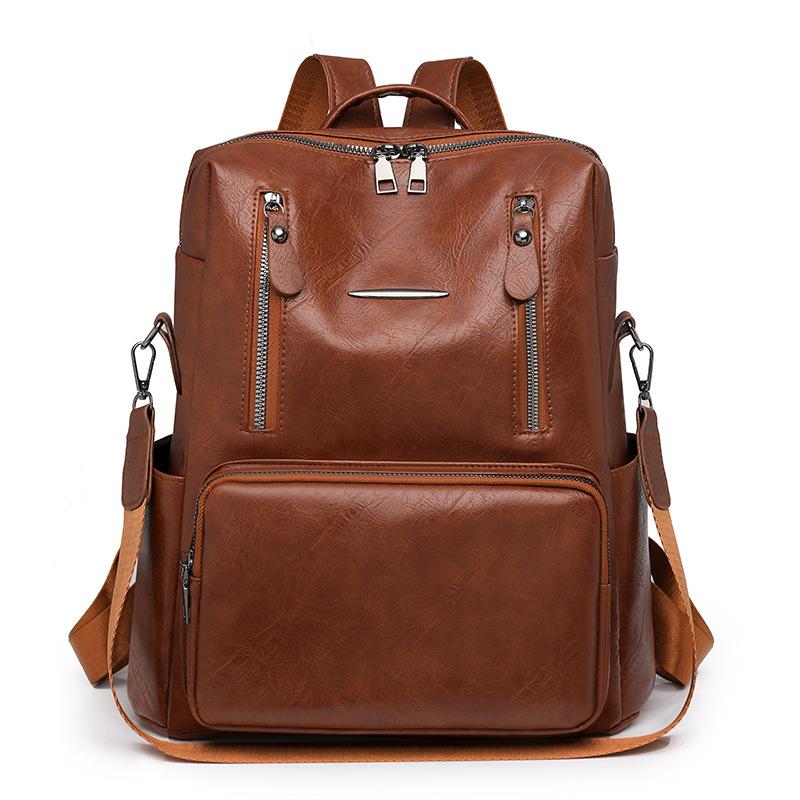 Large Capacity Women's Backpack Travel PU Backpack Student Schoolbag