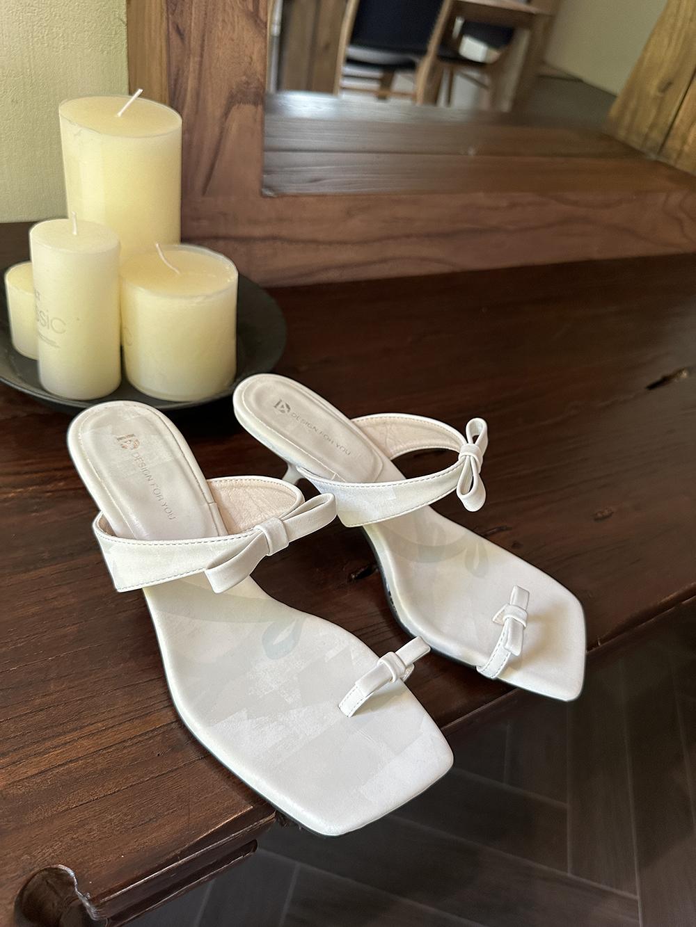 

мода Модные женские тапочки Летние уличные шлепанцы Тонкие высокие каблуки Клипса носок Черный Бежевый Зеленый Розовый Дизайн с бантом Сексуальные туфли-лодочки для вечеринок 35-39 5.5 бежевый