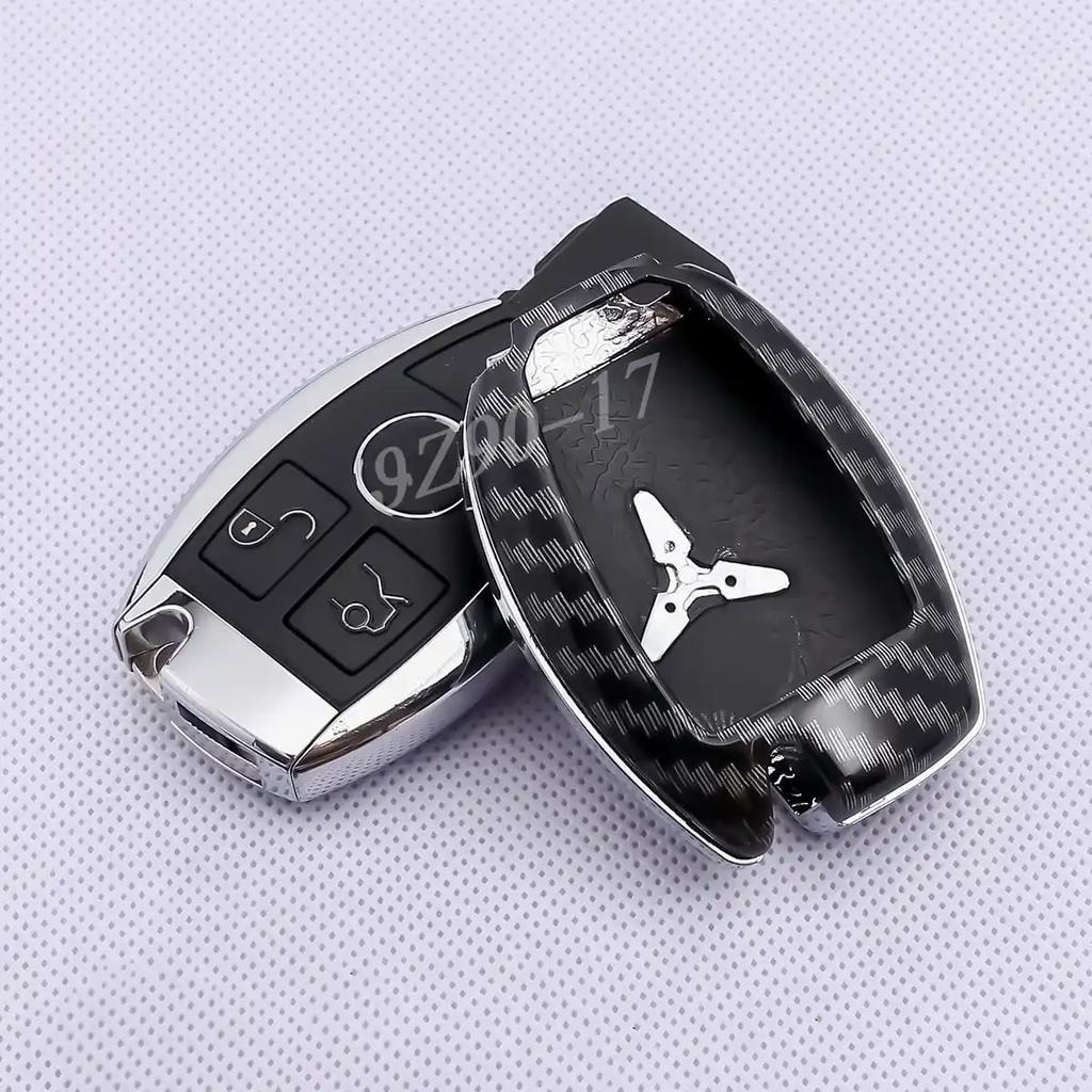 Carbon Fiber Car Key Fob Case Cover Keychain For Mercedes Benz A B C E S G M V-Class CLA CLS GLA GLC GLE GLK GL GLS SL SLK Viano FT1