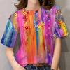 Color Floral 3D Print T-Shirts Women Flower Streetwear Casual O-Neck Short Sleeves T Shirt Y2k Harajuku Tees Top Female Clothing