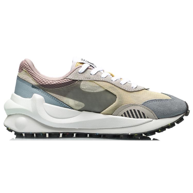 Li Ning Square Running Shoes Women's Yellow Blue Gray AGCR034-4