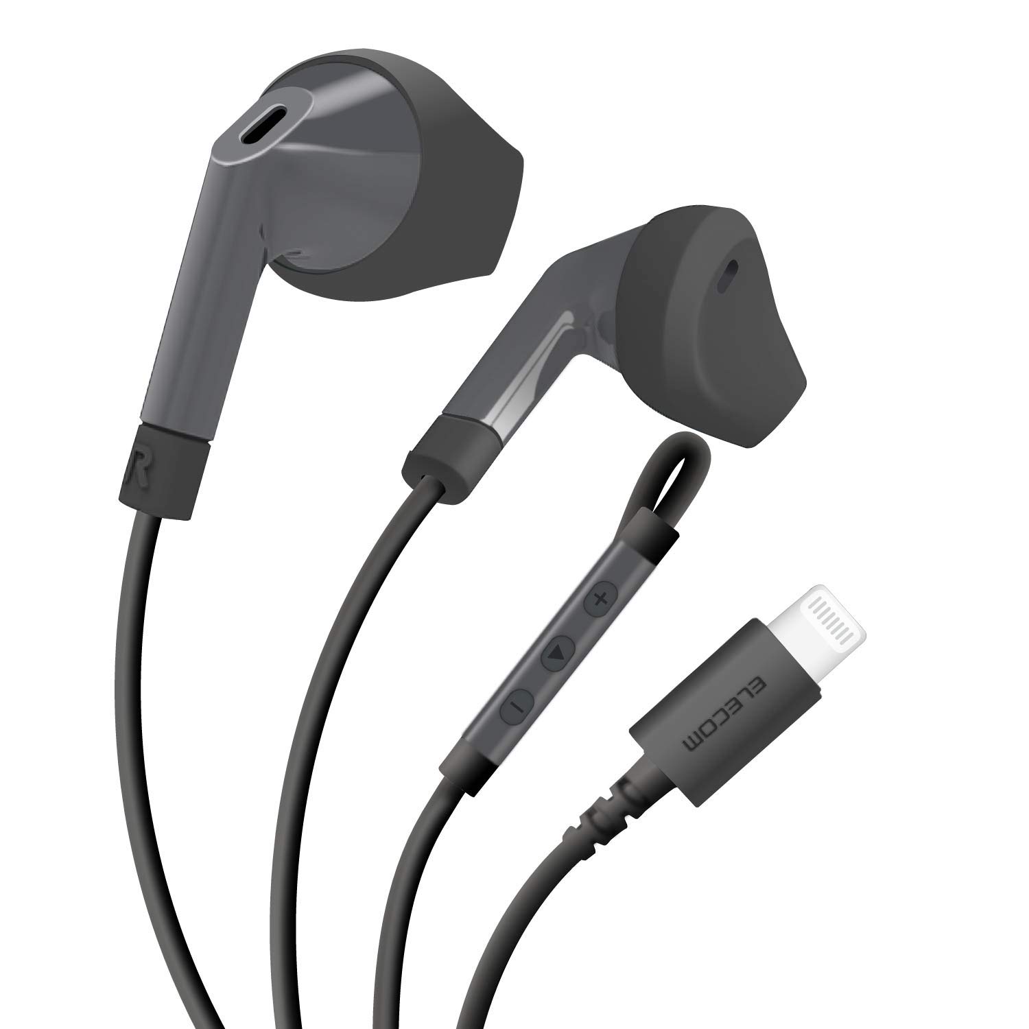 

ELECOM Lightning Earphones, 13.6mm Driver, MFI Certified, FAST MUSIC F10I Series, with Microphone, Black, EHP-LF10IMBBK
