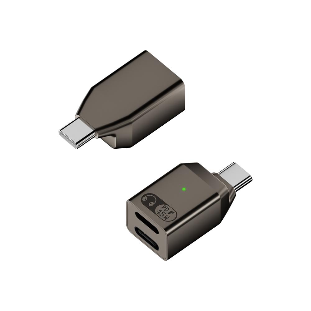 

2 in 1 USB Type C Audio Adapter Fast Charging PD 45W USB-C Earphone Converter Laptop Male to Female for Xiaomi чёрный