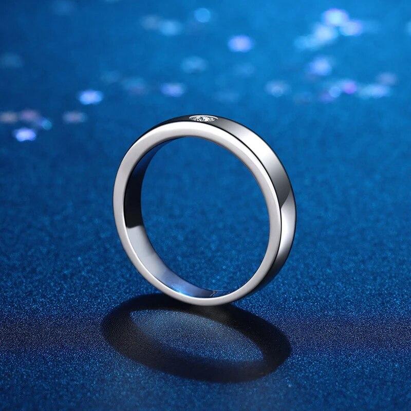 4mm Moissanite Ring for Men 925 Sterling Silver Gemstone Lab Diamond Gold Plated Rings Wedding Engagement Band Jewelry