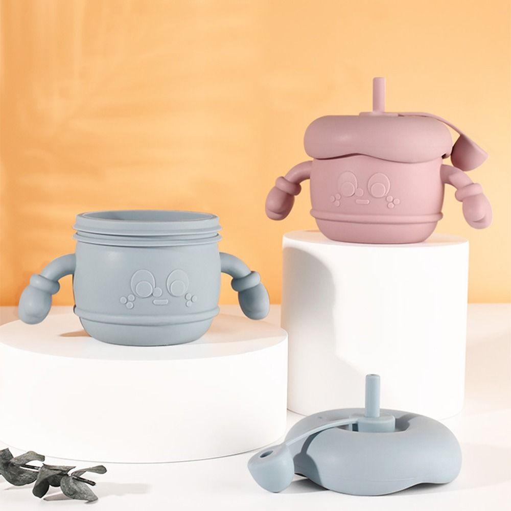 Soft Silicone Baby Training Cup Creative Drinking Cups with Straws Liquid Feed