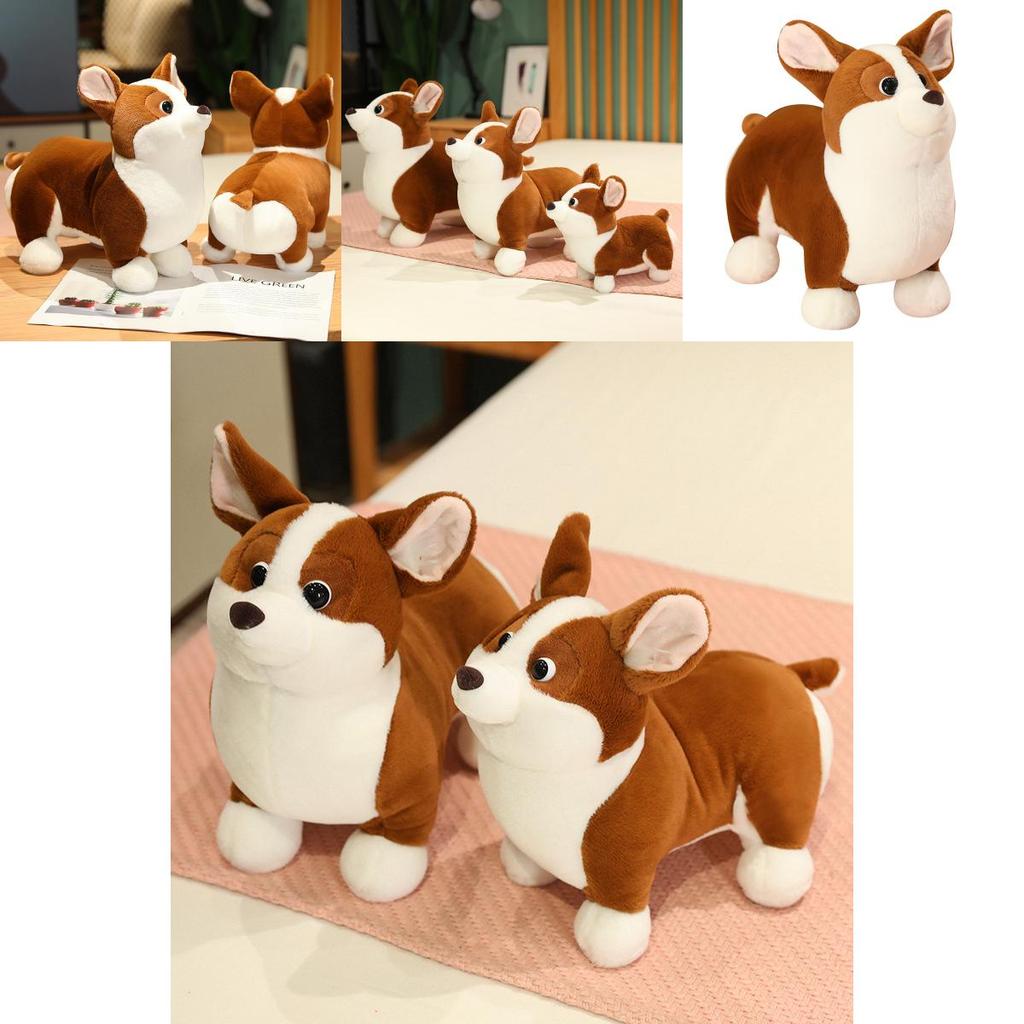Cute Plush Corgi Dog Toy Soft And Huggable Stuffed Animal For Kids And Pets Brown And White Color 23cm
