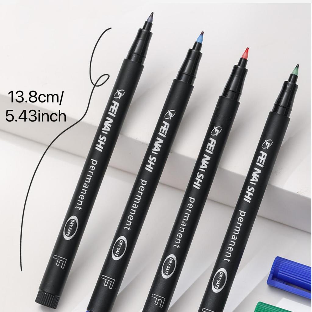 4Colors Fine Tip Permanent Marker Pens – Bright Colors (Black, Blue, Red, Green) for DIY Painting, Drawing, and Design