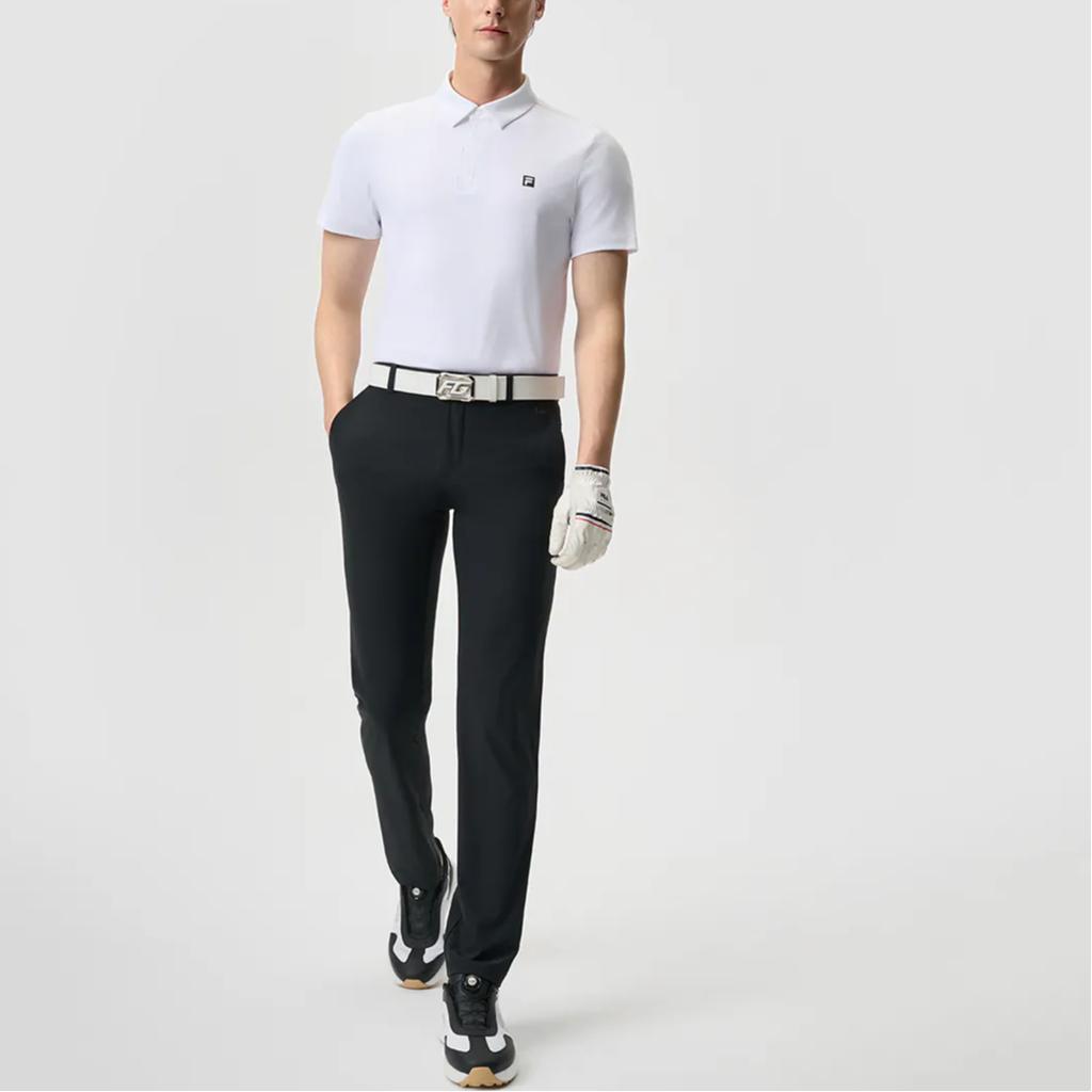 FILA Golf Series Solid Color Simple Versatile Knitted Short Sleeve Polo Shirt Men tops Jade-White A11M525103F-WT