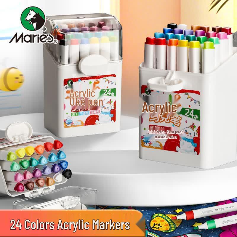 Marie s 24-Color Triangular Grip Acrylic Markers