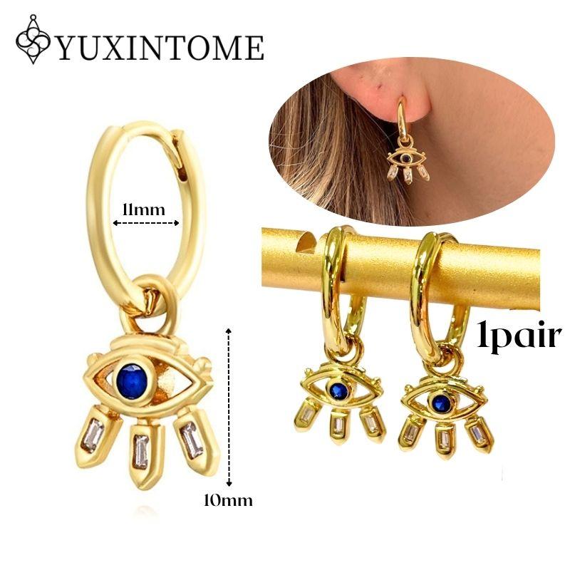 YUXINTOME 925 Silver Ear Needle Zircon Hoop gold Earrings For Women Square Plate Pendant Cutout Heart Earrings Fashion Jewelry