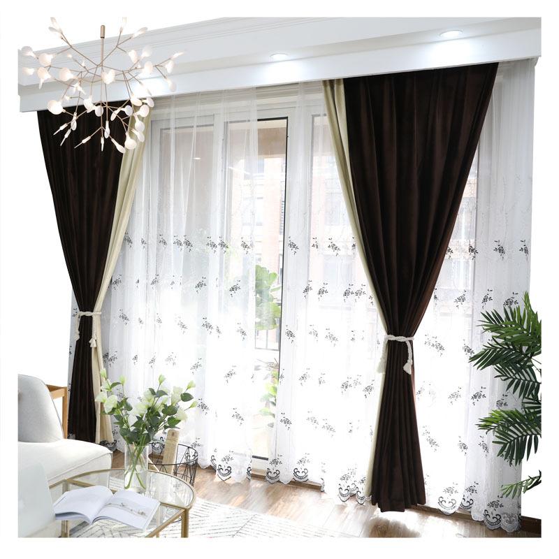 Keqiao Simple Solid Color Velvet Blackout Splicing Curtains, Bedroom, Living Room Curtains