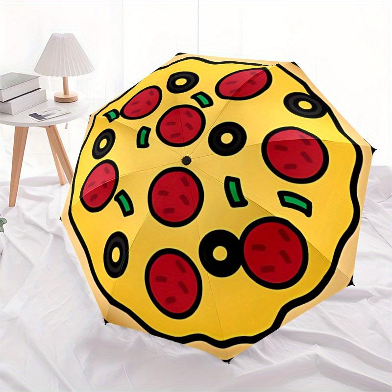 1 Stück Pizza-Muster Faltbarer Regenschirm, 8 Rippen Lässiger Langlebiger Leichter Tragbarer Reise-Regenschirm Für Männer & Frauen yy250728125