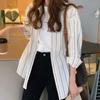 New Long Sleeve Women Office Stripes Shirt Loose Casual Ladies Blouse Lapel Pocket Elegant Fashion Simple Tops Spring Summer Thin Clothing