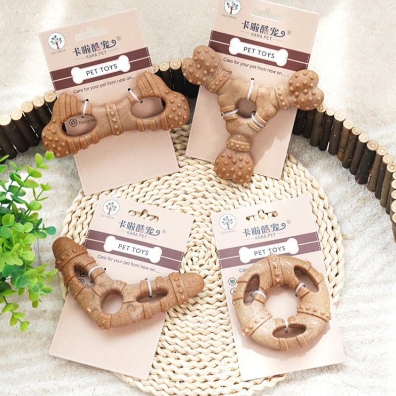 Durable Dog Chew Toy Non‑Toxic Wood Fiber Simulation Bone Puppy Teething Toy Boredom Relief Teeth Cleaning Pet Toys