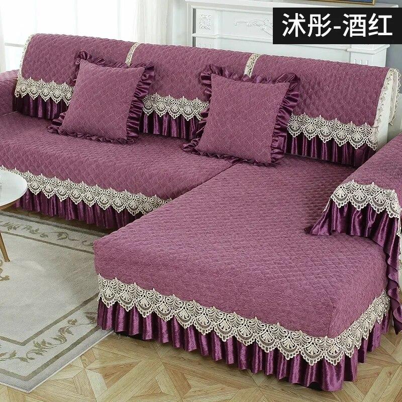 European Style Large Flower Sofa Cover Light Luxury Lace Non Slip Sofa Cushion Four Seasons Universal Fabric Sofa Napkin