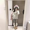 Sweet polka dot fur collar corduroy cotton jacket loose thickened warm short bread clothing in autumn and winter