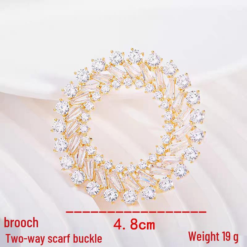 Korean Micro-Pave Pearl Brooch: High-End Floral Scarf Buckle & Corsage for a Luxurious Style