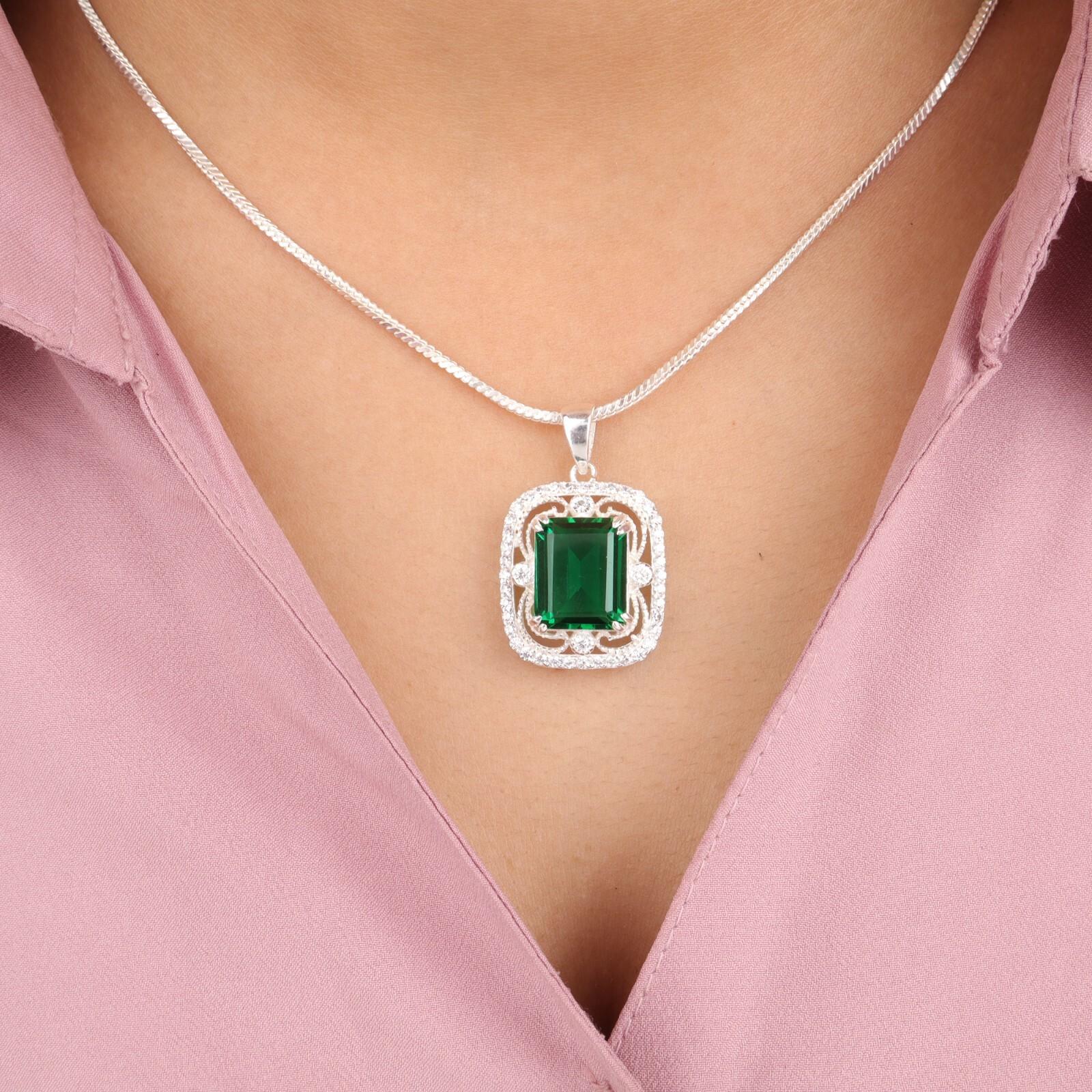 

Хромдиопсид Драгоценный камень 925 Проба Серебро Ювелирные изделия Циркон Подвеска для свадебного подарка CZP-11-2