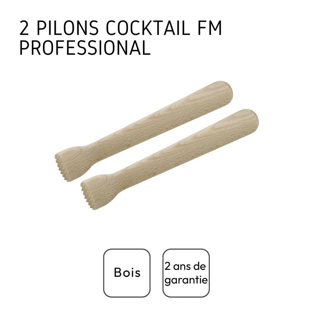 Set of 2 Wooden Cocktail Pestles FM Professional Ref. 21427