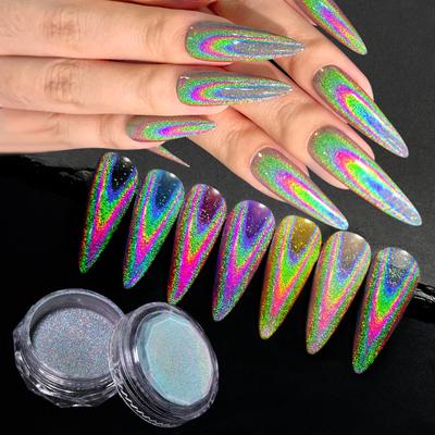Nail Art Electroplating Laser Powder, Chameleon Colorful Rainbow Powder, Ultra-Fine Nail Laser Magic Mirror Glitter