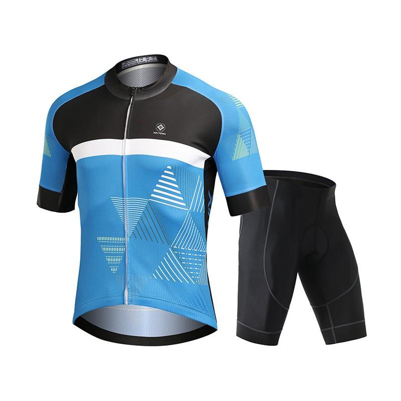 Mens Short Sleeve Cycling Jersey Shorts Set Mountain Bike Breathable Quick Dry
