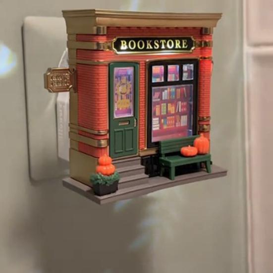 Bookstore Night Light Wall Projector Miniature Book Store LED Lamp Home Office Living Room Bedroom Wall Decoration Book Lovers Gift