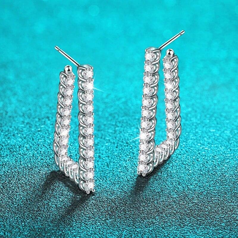 D Color 2.2mm 1.84cttw Full Moissanite Stud Earrings for Women Sparkling Lad Diamond Party Jewelry Sterling Silver 925 Ears Stud