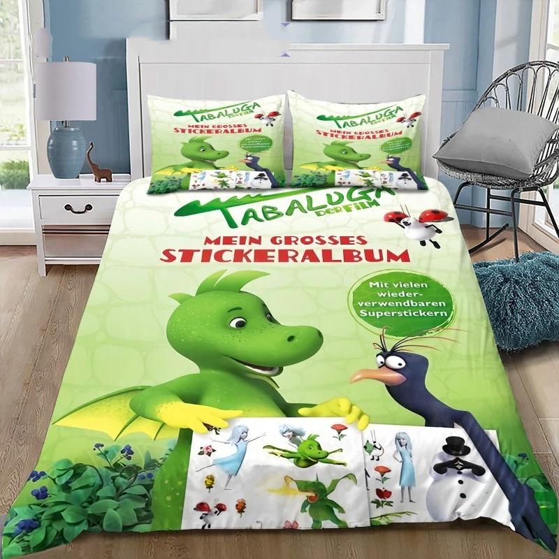Tabaluga Le Film Parure de lit Imprimée Ensemble Housse de couette pour enfants Avec taie d'oreiller 50x75cm Décoration de chambre à coucher Cadeau 140X200CM-2PCS