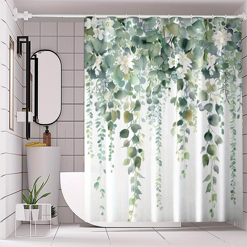 Elegant Greenery and Waterfall Design Waterproof Shower Curtain – Perfect for Bringing a Serene and Natural Touch to